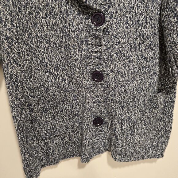 Michael Kors Knitted Sweater Cardigan Short Sleeve Button Up Large Marled Blue - Picture 3 of 9